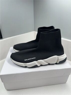 Balenciaga Speed Trainer Black White Sock Sneakers Size 41 Made in Italy